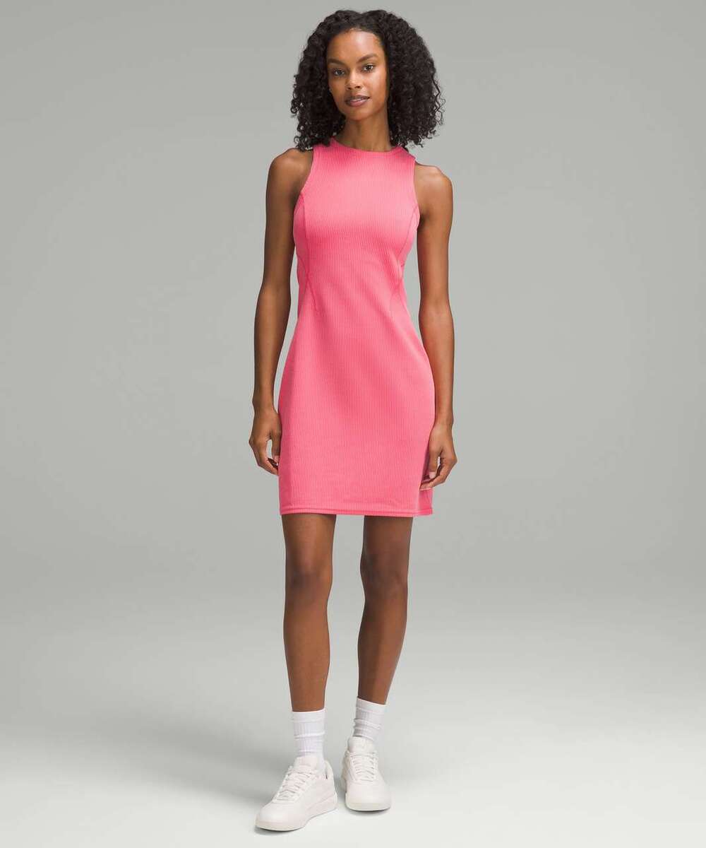 NWT Lululemon Ribbed Softstreme Slim-Fit Tank Dress Glazed Pink Size 6